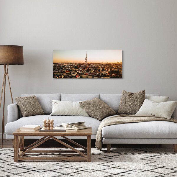 Tablou apusului de soare deasupra orașului Zizkov (120x50 cm)