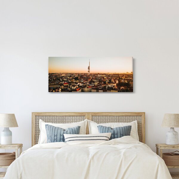 Tablou apusului de soare deasupra orașului Zizkov (120x50 cm)