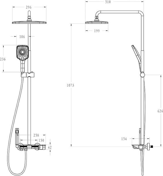 Set coloana dus S22, display digital, afisare temperatura