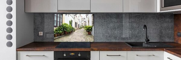 Panou sticlă bucătărie stradă fermecătoare