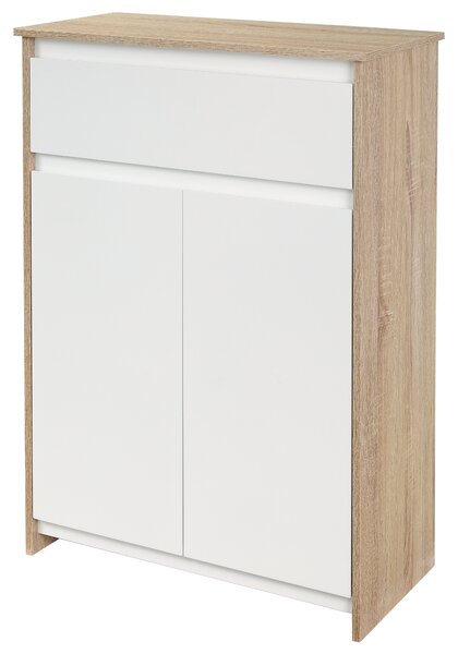 Kleankin Mobilier de Baie Multifuncțional, Combinație Dulap și Sertar, Design Modern în Nuanțe de Lemn și Alb, 60x30x90 cm | Aosom Romania
