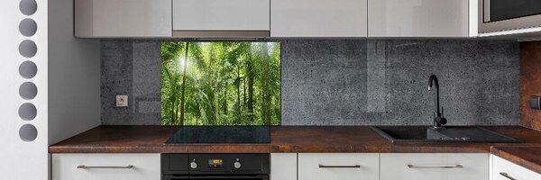Panou sticlă decorativa bucătărie padure tropicala