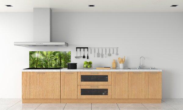 Panou sticlă decorativa bucătărie padure tropicala