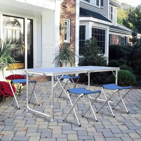 Campmate™ Masă De Camping Pliabilă Din Aluminiu Cu 4 Scaune