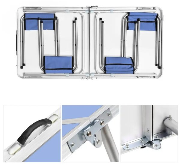 Campmate™ Masă De Camping Pliabilă Din Aluminiu Cu 4 Scaune