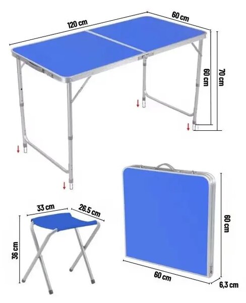 Campmate™ Masă De Camping Pliabilă Din Aluminiu Cu 4 Scaune
