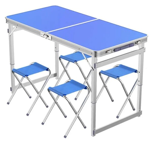 Campmate™ Masă De Camping Pliabilă Din Aluminiu Cu 4 Scaune