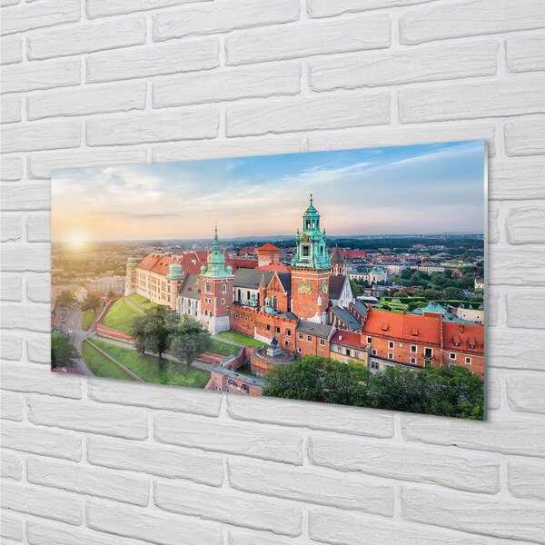 Panouri de sticlă castel Cracovia panorama răsărit de soare
