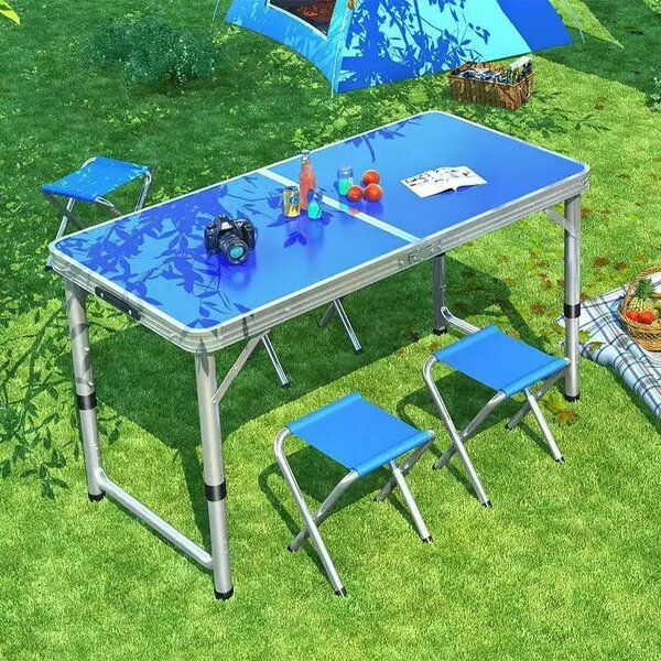 Campmate™ Masă De Camping Pliabilă Din Aluminiu Cu 4 Scaune