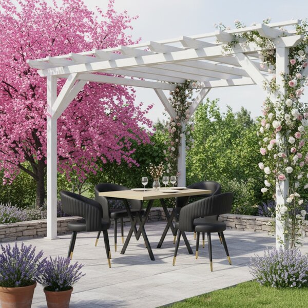 Set masă fixă Arta Stejar cu 4 scaune Piele Ecologică Monaco Negru