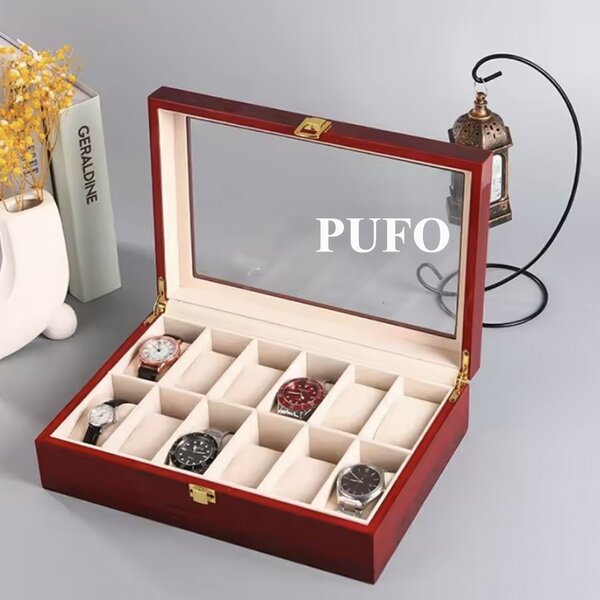 Cutie caseta din lemn pentru depozitare si organizare 12 ceasuri, model Premium