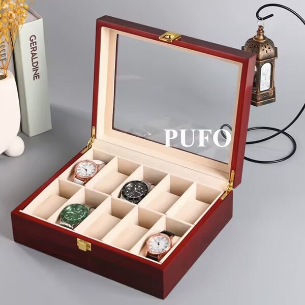Cutie caseta din lemn pentru depozitare si organizare 10 ceasuri, model Premium