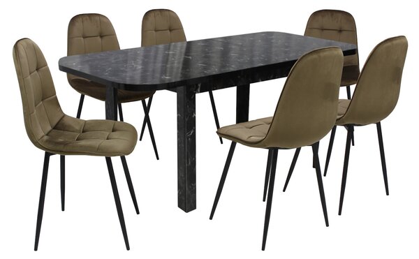 Set masă extensibilă Roma Negru cu 6 Scaune Gya Maro