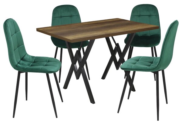 Set masă fixă Arta Nuc cu 4 scaune Gya Verde