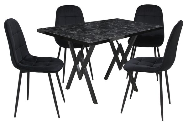 Set masă fixă Arta Negru cu 4 scaune Gya Negru