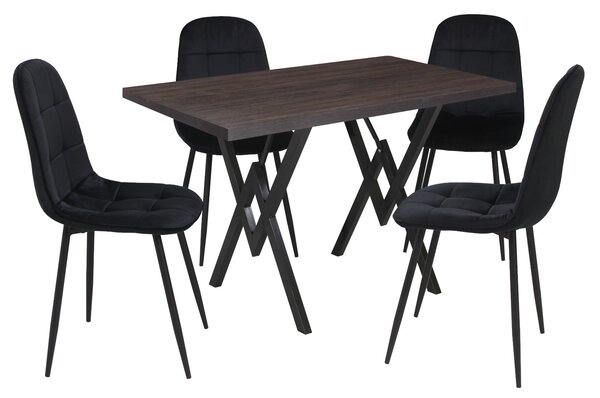 Set masă fixă Arta Wenge cu 4 scaune Gya Negru