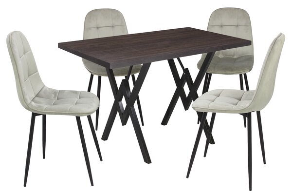 Set masă fixă Arta Wenge cu 4 scaune Gya Gri
