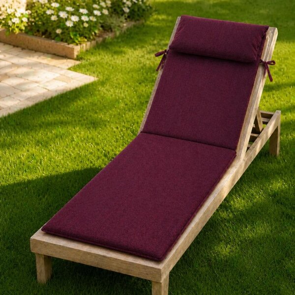 Saltea sezlong gradina pliabila 60x190 cm, cu perna reglabila si husa detasabila, burgundy