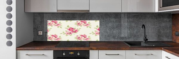 Panou sticlă decorativa bucătărie model floral