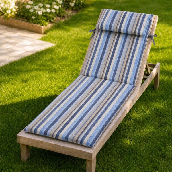 Saltea sezlong gradina pliabila 60x190 cm, cu perna reglabila si husa detasabila, albastru