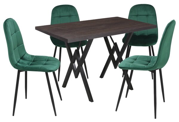 Set masă fixă Arta Wenge cu 4 scaune Gya Verde