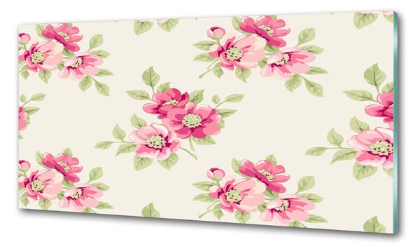Panou sticlă decorativa bucătărie model floral