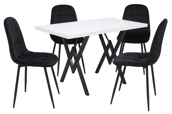 Set masă fixă Arta Albă cu 4 scaune Gya Negru
