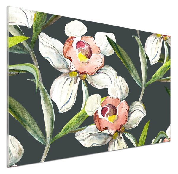 Panou sticla securizata bucatarie model floral