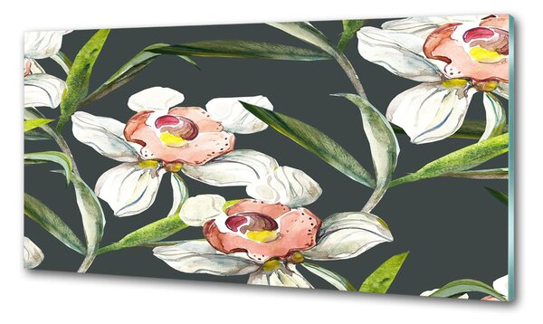 Panou sticla securizata bucatarie model floral
