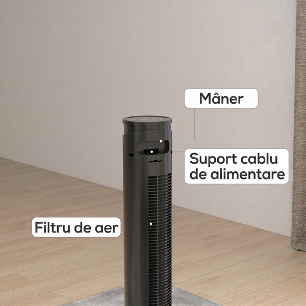 HOMCOM Ventilator Oscilant de Turn, 3 Viteze, Telecomandă, Temporizator, Mod Repaus, Ideal pentru Acasă | Aosom Romania