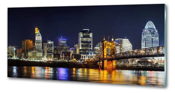 Sticlă printata bucătărie Ohio River pe timp de noapte