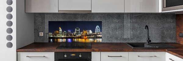 Sticlă printata bucătărie Ohio River pe timp de noapte