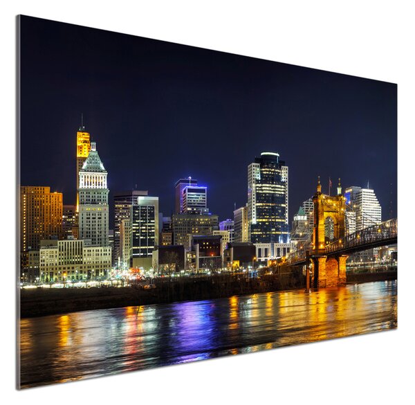 Sticlă printata bucătărie Ohio River pe timp de noapte