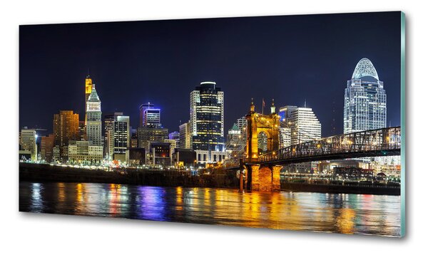 Sticlă printata bucătărie Ohio River pe timp de noapte