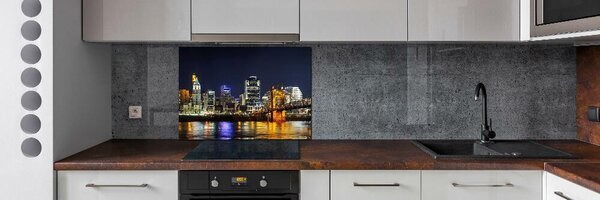 Sticlă printata bucătărie Ohio River pe timp de noapte