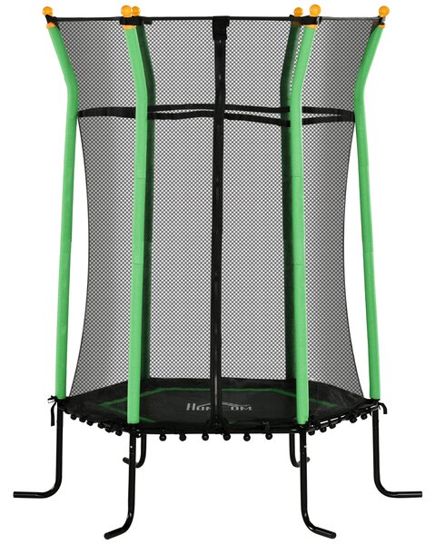 HOMCOM Trambulină Elastică pentru Copii 3-10 Ani cu Intrare cu Fermoar și Bare Căptușite, Ø163.5x190 cm, Verde | Aosom Romania