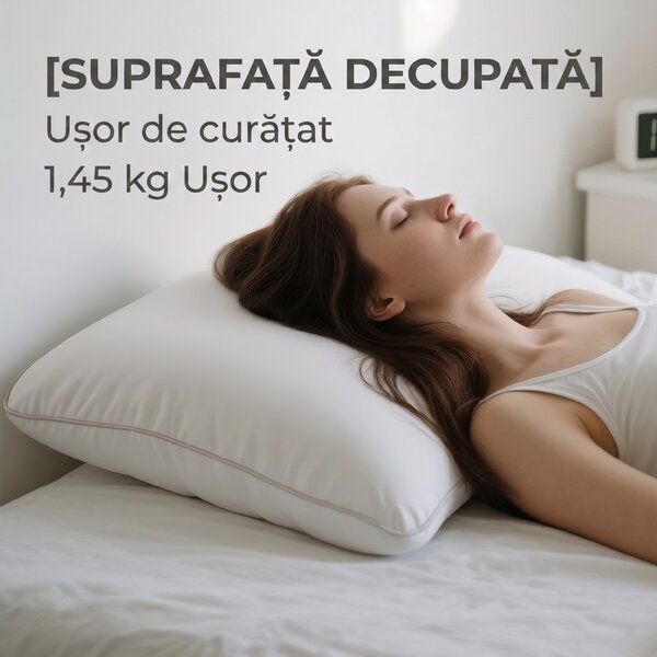 HOMCOM Pernă Memory Foam cu Husă Detașabilă 60x40x10 cm Crem | Aosom Romania