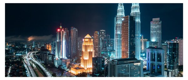 Tablou - Noaptea în Kuala Lumpur (120x50 cm)