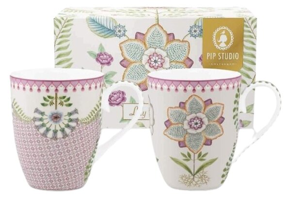 Set 2 căni din porțelan, Pip Studio, 350 ml, colecția Lily&Lotus