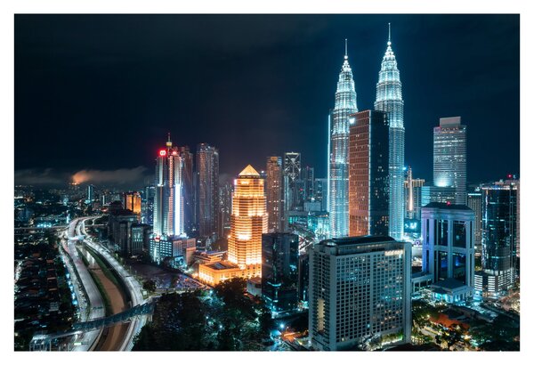Tablou - Noaptea în Kuala Lumpur (90x60 cm)