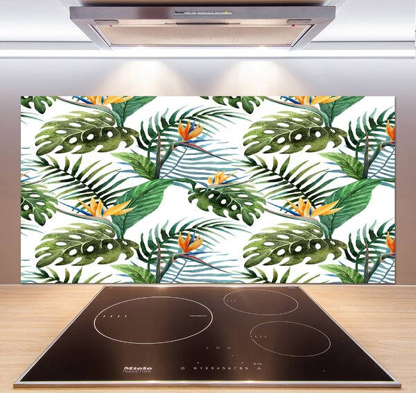 Sticlă printata bucătărie flori tropicale