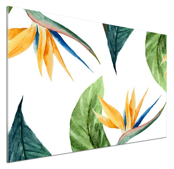 Sticlă pentru bucătărie flori tropicale