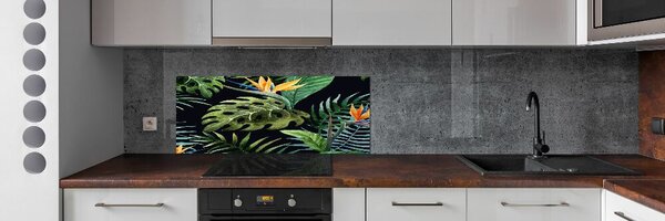 Panou sticlă decorativa bucătărie flori tropicale