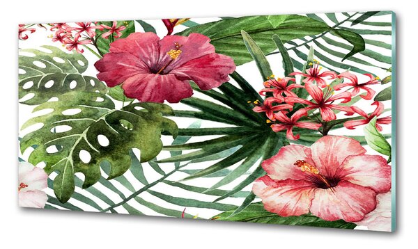 Sticlă pentru bucătărie flori tropicale