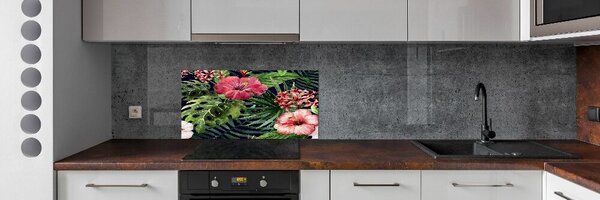 Sticlă pentru bucătărie flori tropicale