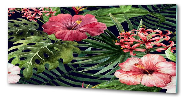Sticlă pentru bucătărie flori tropicale