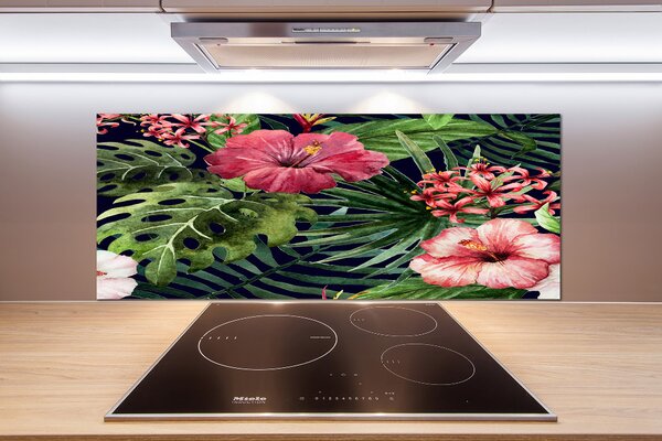 Sticlă pentru bucătărie flori tropicale