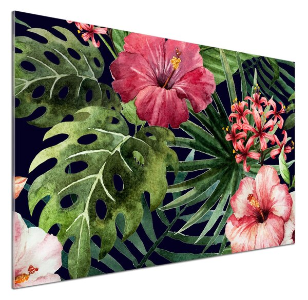 Sticlă pentru bucătărie flori tropicale