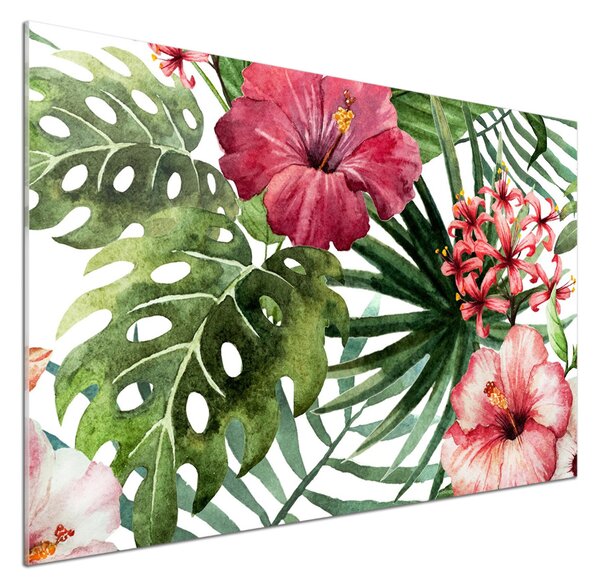 Sticlă pentru bucătărie flori tropicale