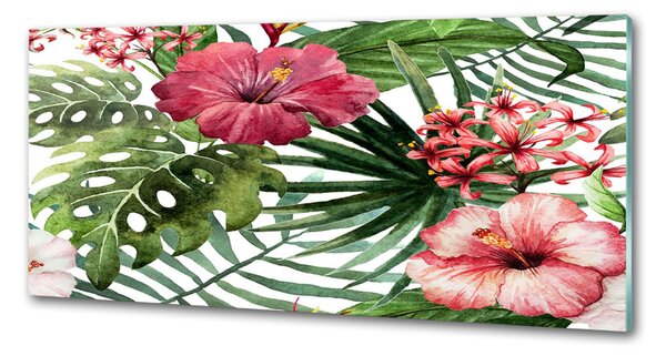 Sticlă pentru bucătărie flori tropicale